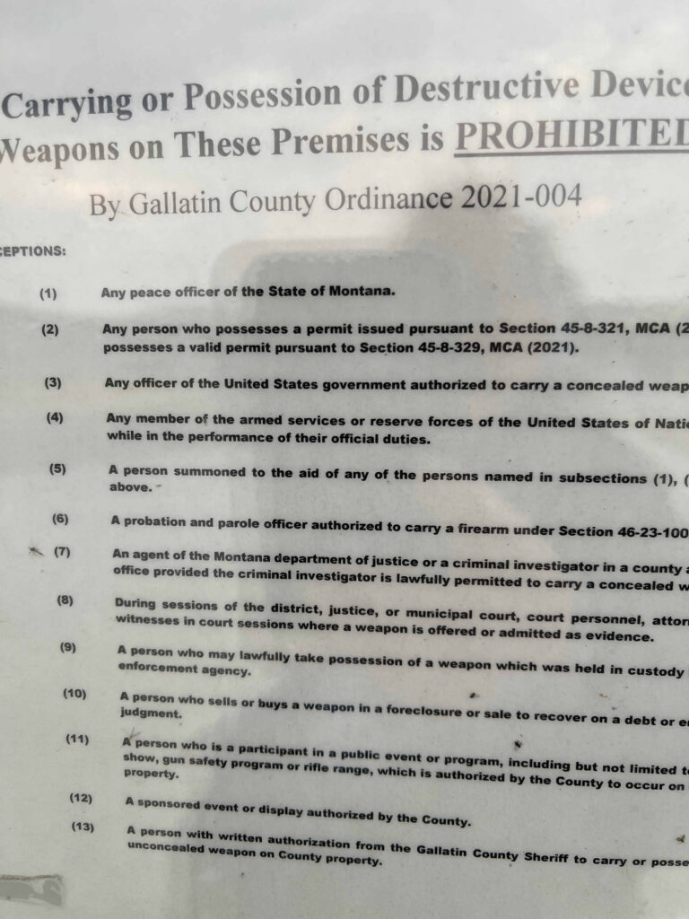 County no guns allowed sign